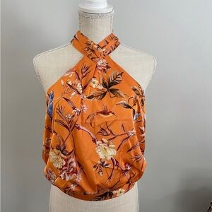 Floral Halter Top - Orange